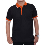 Kaos Polo Hitam Krah Orange
