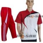 Baju Seragam Olahraga Kantor Putih Merah